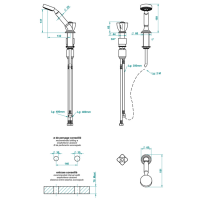 THG Pуtale de cristal bleu Ручной душ на борт ванны, 2 отв., цвет: золото/синий хрусталь