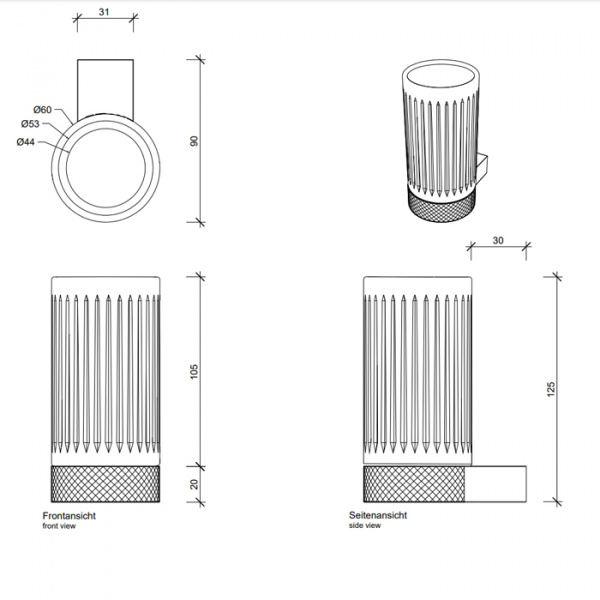 Decor Walther Club WMG Стакан подвесной, цвет: черный матовый / хром