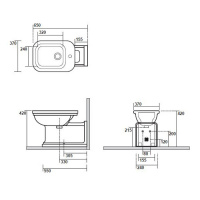 Kerasan Waldorf Биде напольное, 65х37см с 1 отв., удлиненное &quotProlongato", цвет: белый/бронза