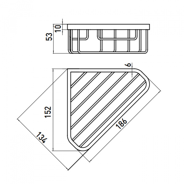 EMCO System2 Полочка-решетка угловая, 152x152x53мм, подвесной, цвет: хром