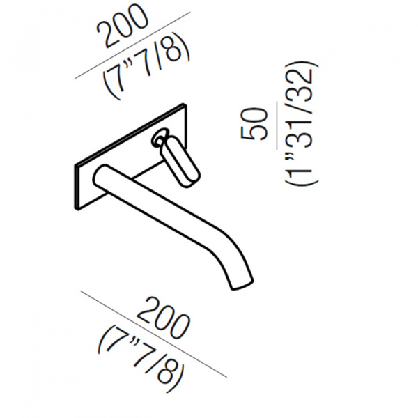 Agape Square Смеситель для раковины встроенный, однорычажный, излив: 20см, цвет: сатин