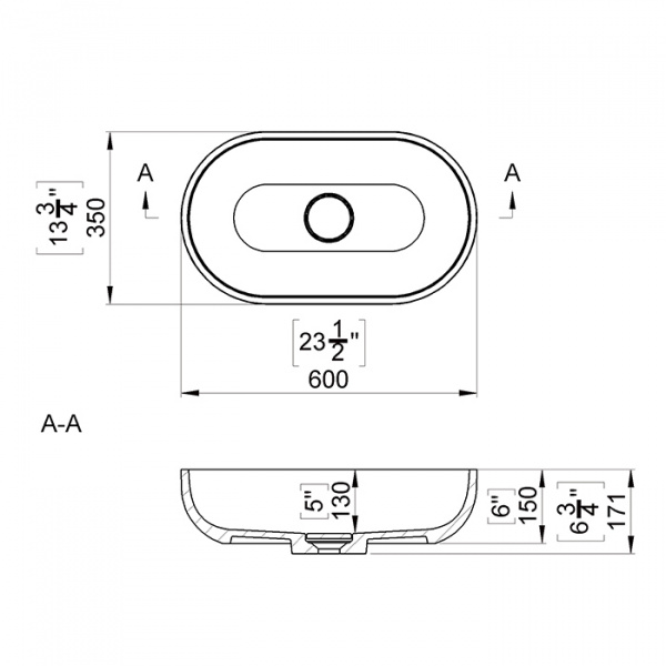 TW collection Раковина 60х30х15см., накладная, без перелива, цвет: белый матовый