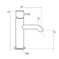 Kerasan Nolita Смеситель для раковины на 1 отв., без донного клапана, излив 110мм, h79мм, цвет: белый матовый
