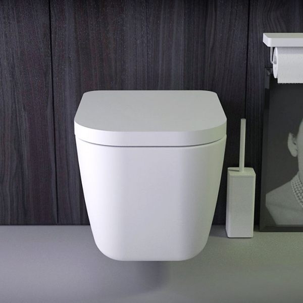 KNIEF Pride унитаз подвесной безободковый 52х39х33см с сидением soft close, цвет: белый матовый