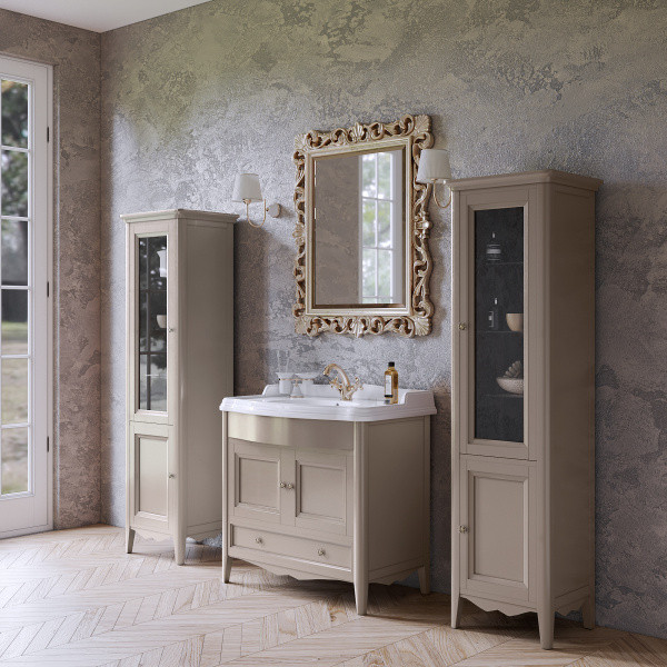 TW Veronica, База с раковиной Simas AR864bi*1 90*56см, с 1отв., 2 распашные дверки+1 выдв.ящик,  доводч. Blum, ручки: Riflesso бронза, цвет: TORTORA