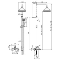 Carlo Frattini Bell Смеситель с душевой стойкой, верхним душем и душевым комплектом, цвет: Хром