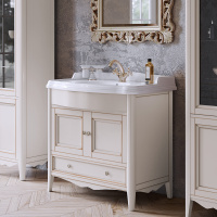 TW Veronica, База с раковиной Simas AR864bi*1 90*56см, с 1отв., 2 распашные дверки+1 выдв.ящик, доводч. Blum, ручки: Riflesso бронза, Цвет: vintage