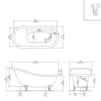Devon&Devon Regina Ванна чугунная отдельностоящая 163.5х76х65см