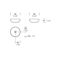 NOORTH milldue edition Раковина 40x14 см, без отв., накладная, цвет: белый
