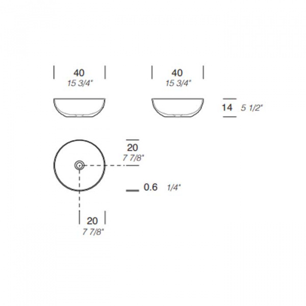 NOORTH milldue edition Раковина 40x14 см, без отв., накладная, цвет: белый