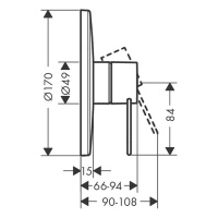 Axor Uno Встраиваемый смеситель для душа, однорычажный, внешняя часть, цвет: шлифованный никель