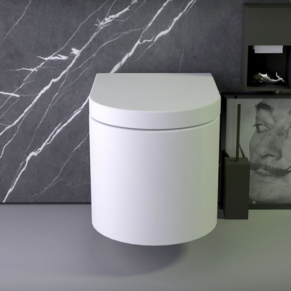 KNIEF KNIEF Pearl Унитаз подвесной безободковый 56х39см в комплекте с сиденьем микролифт, цвет: белый матовый