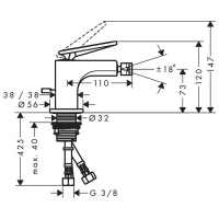 Axor Citterio Смеситель для биде, 1 отв., цвет: хром