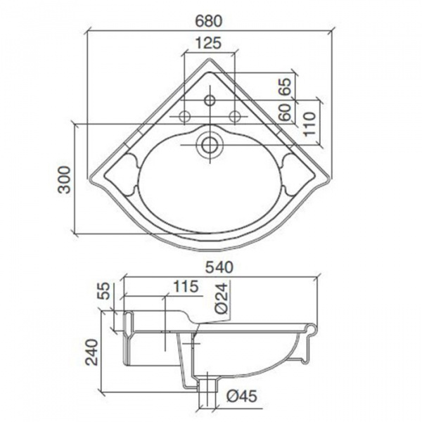 Sbordoni Palladio Раковина 68х54 см, 1 отв., цвет: белый