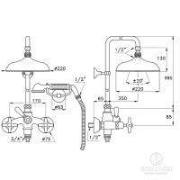 Stella Italica Душевой комплект 3284/33-220: смеситель, штанга+ручной+верхний душ 220мм, цвет: хром