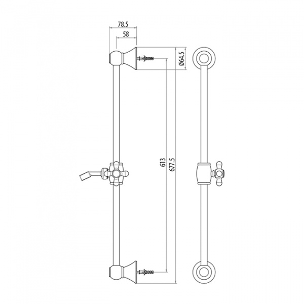 Gattoni PD Душевая штанга 60см, цвет: бронза