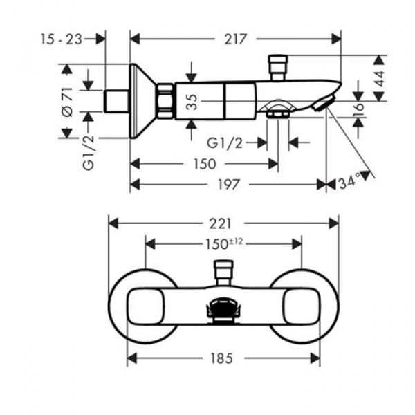 Hansgrohe Logis, Смеситель для ванны и душа, Цвет: хром