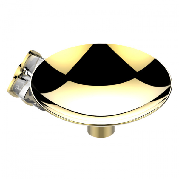 THG Pétale de cristal clair Мыльница металлическая ø 15см., подвесная, цвет: золото/прозрачный хрусталь