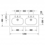 Duravit D-Code Раковина 120х49 см, 3 отв., двойная, цвет: белый