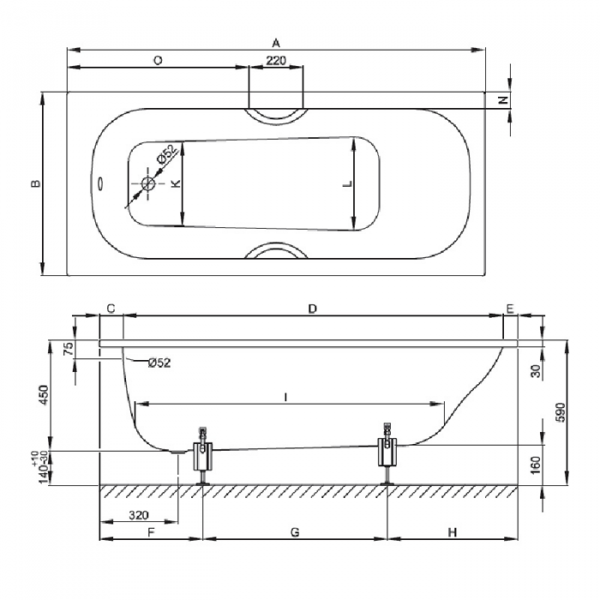 Bette Classic Ванна с шумоизоляцией 180х80х45см, с шумоизоляцией, с BetteGlasur ® Plus и BetteАнтислип, встраиваемая, белая (для стандартного слива-перелива),