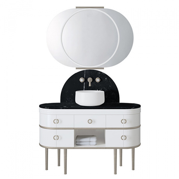 Devon&Devon Scottie Комплект напольной мебели с базой 122 см, зеркалом 110х78.6 см, цвет: NERO MARQUINHA/PURE WHITE