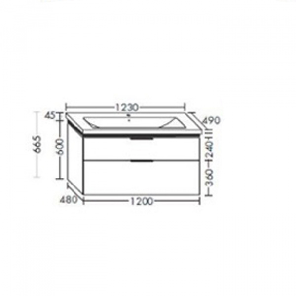 BURGBAD Eqio  Комплект мебели 120см с подсветкой ,база подвесная с керамической раковиной, c 1отв под смес. вкл сифон, цвет: серый