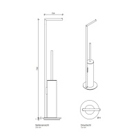 Decor Walther  Mikado SBK Напольная стойка 73.5см., с ершиком и бумагодержателем, цвет: латунь
