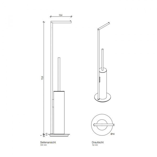 Decor Walther  Mikado SBK Напольная стойка 73.5см., с ершиком и бумагодержателем, цвет: латунь