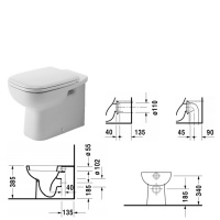 Duravit D-Code Унитаз напольный 56х35.5см, пристенный вариант, для независимого подключения воды, включая крепление, цвет: белый