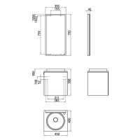 EMCO Asis Комплект мебели, отверстие для смесителя справа, зеркало с LED подсветкой, Ручка слева, 45см, черный