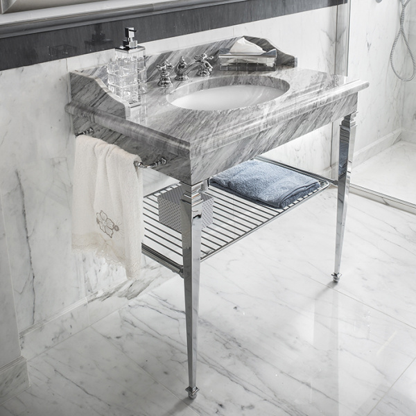 3SC Consolle Консоль Regale 95х60хh77см, с 1 раковиной, сифоном, полкой и полотенцедердателями, цвет: хром