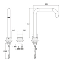 EMCO Asis Смеситель для раковины, на 2 отверстия излив 180мм,хром