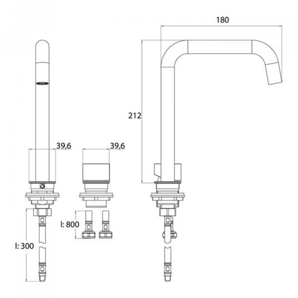 EMCO Asis Смеситель для раковины, на 2 отверстия излив 180мм,хром