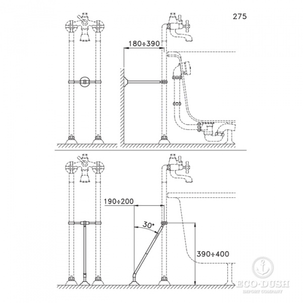 Stella Roma Труба напольного смесителя для ванны 275, цвет: хром