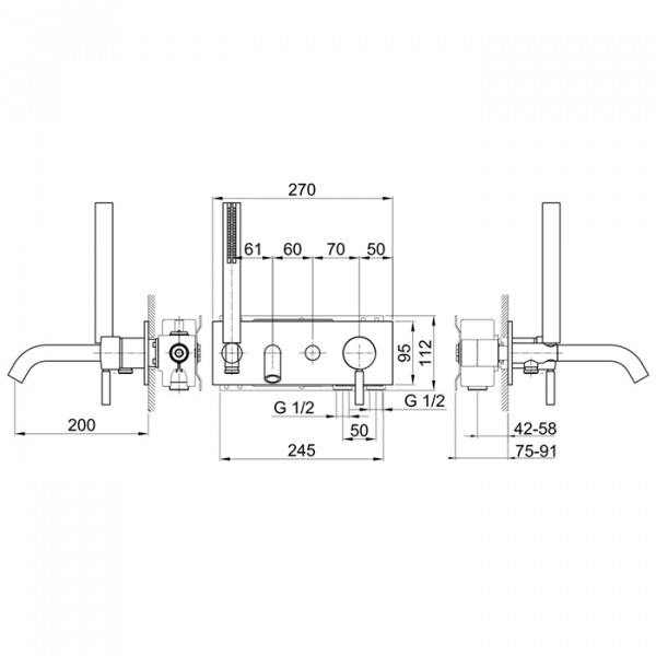 Fantini Cafe Смеситель для ванны, встраиваемый, цвет: хром
