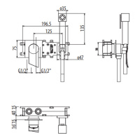 Gattoni Kubik Гигиенический душ со встроенным смесителем, цвет: Nero Opaco
