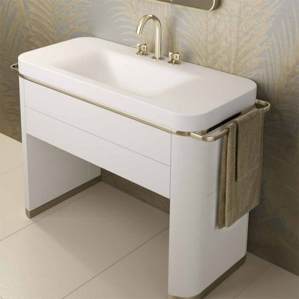 Armani Roca Baia Комплект 122.2х52х85см: база п/раковину + раковина с 3 отв.+ п/держатели, цвет: lacquered off-white/off-white/greige