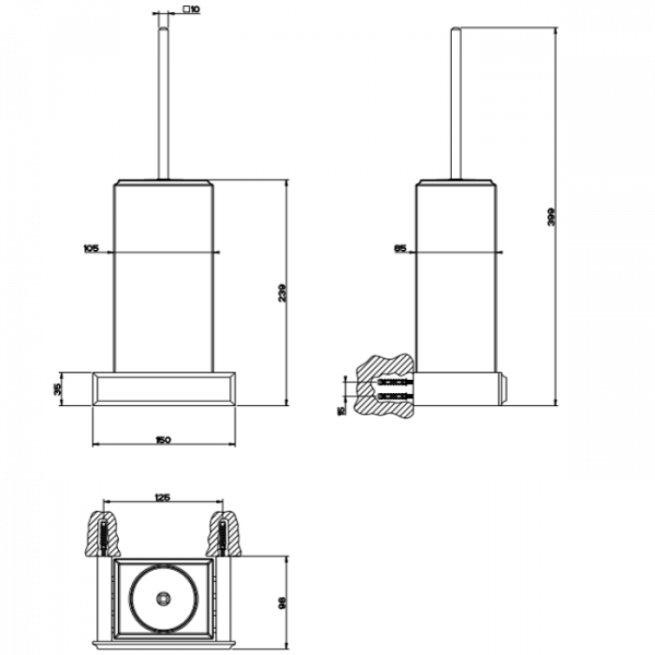 Gessi Eleganza Ершик для унитаза подвесной, цвет: золото/белый