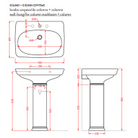 Artceram CIVITAS Раковина 68х50 см, 1 отв., подвесная, цвет: белый