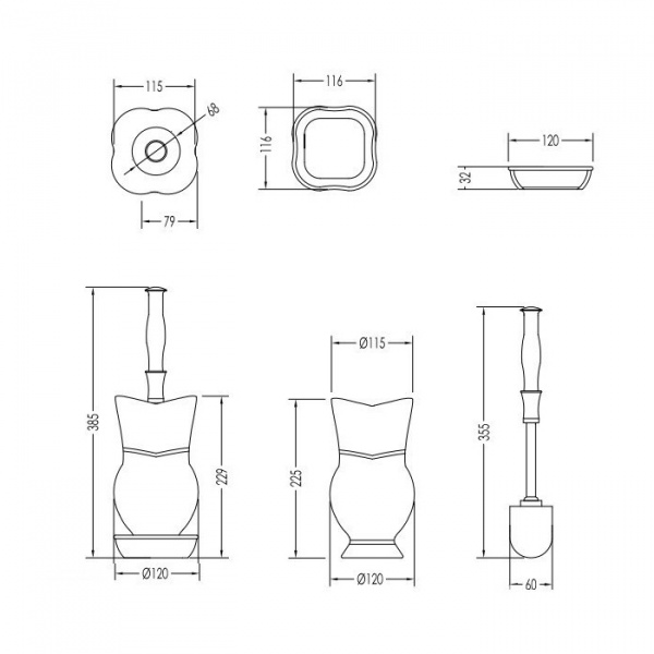 Devon&Devon Emily Ершик, напольный, с подставкой, керамика, цвет: белый