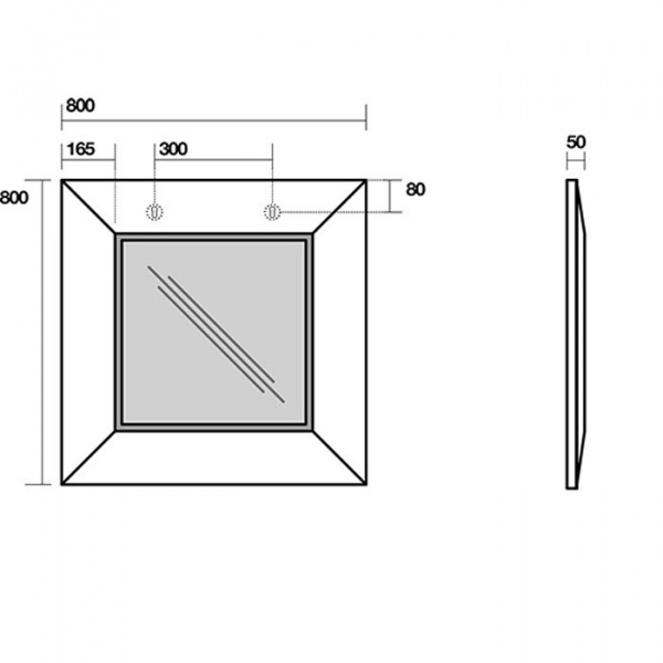 Kerasan Bentley Зеркало в деревянной раме 80х80см, цвет: темный ясень