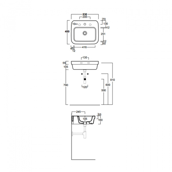 SIMAS Evolution Раковина 53х45 см, 1 отв., цвет: черный
