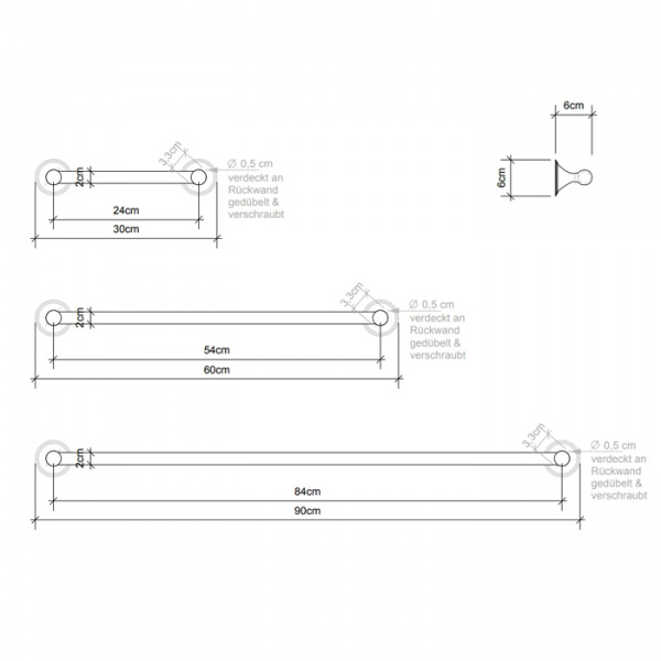 Decor Walther Classic GLA80 Полка стеклянная 80x13.5см, подвесной, цвет:  золото