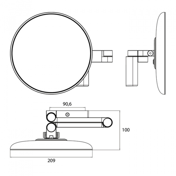 EMCO Evo Зеркало косметическое, LED, Ø209мм,  двойной, ELS, 3x кратное увеличение, подвесной, цвет: черный