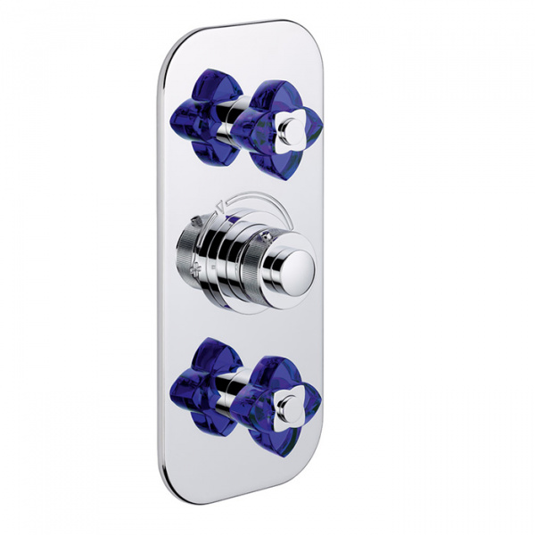 THG Pétale de cristal bleu Смеситель для душа, термостатический, 2 потока, цвет: хром/синий хрусталь