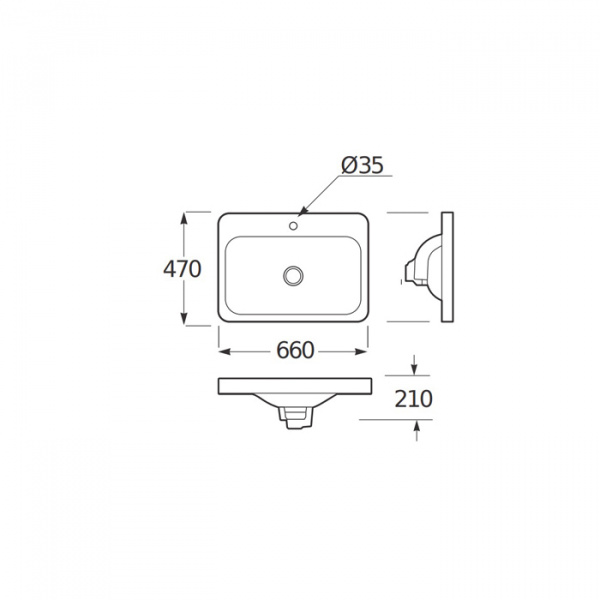 Armani Roca Baia Раковина 66x47 см, 1 отв., встраиваемая сверху, цвет: белый