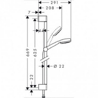 Hansgrohe Crometta Душевой набор: штанга 65см., ручной душ 100, 1jet (Rain), шланг, цвет: белый/хром