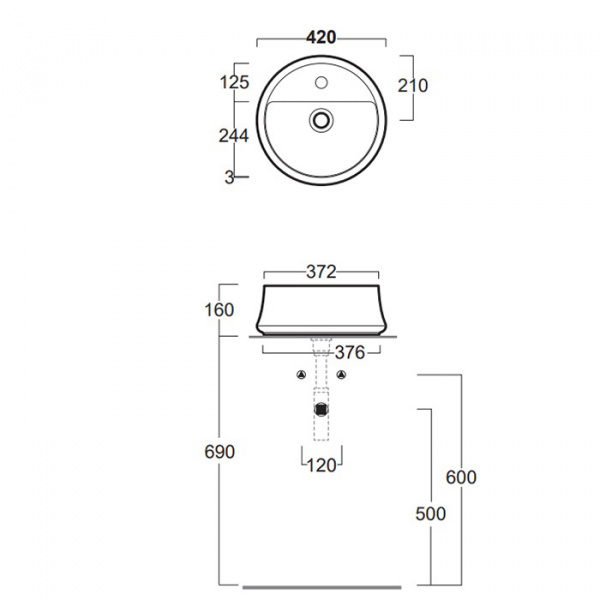 SIMAS Sharp Раковина 42 см, 1 отв., цвет: белый