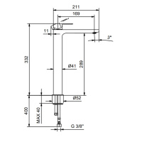 Fantini Myo Смеситель для раковины на 1 отверстие, высокий излив , цвет: черный матовый