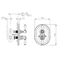 Nicolazzi Petit Mont Blanc Встраиваемый смеситель, 3/4” с запорным вентилем, цвет: хром, ручки Petit Mont Blanc